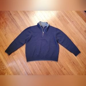 Kirkland thick merino wool dark blue zipper mock neck long sleeve sweater